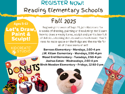Kidcreate Studio - Wilmington. Reading Schools: Let's Draw, Paint & Sculpt (Grades K-5)
